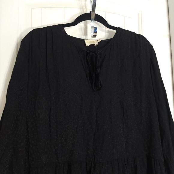 Nation Ltd Womens Dress Liza Black Leopard Animal Trapeze Mini Tiered Ruffle M - Picture 4 of 13